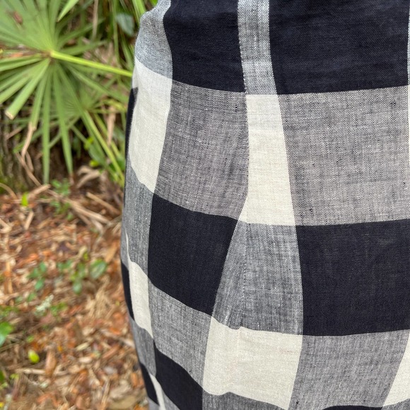 80s/90s Buffalo Monochrome Plaid Linen Wrap Maxi Skirt - Picture 4 of 11
